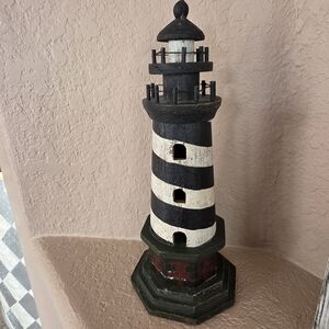 Rustic Wooden Lighthouse Nautical Coastal Beach Decor Black White Distress